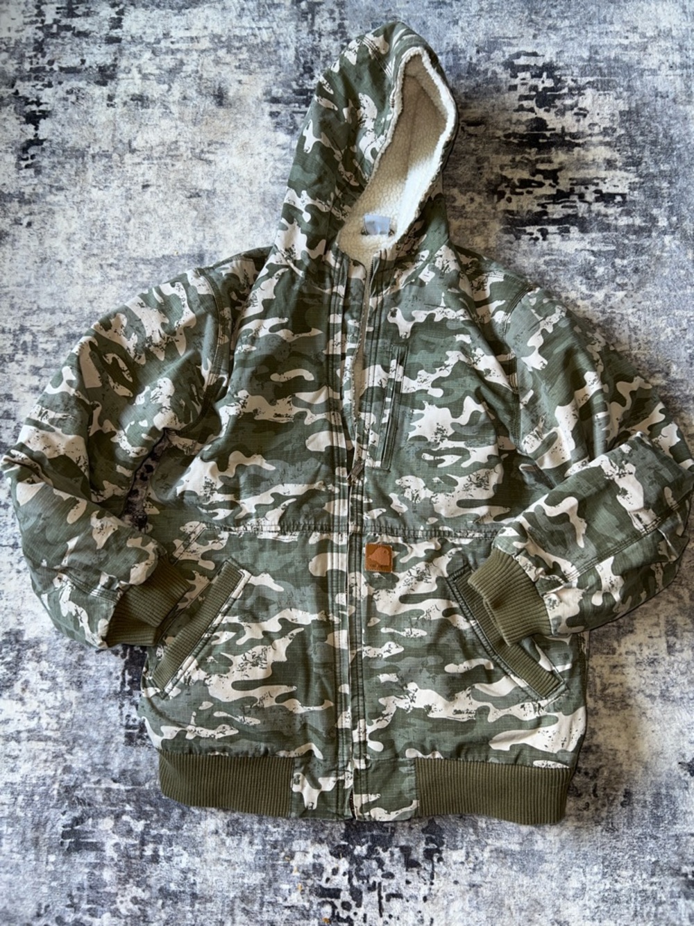 Kids Carhart Camouflage Hooded Jacket - Green Camo